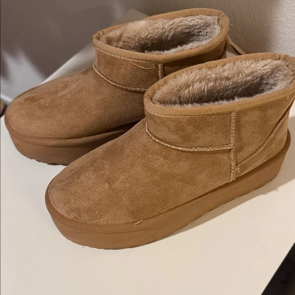 Cozy Tan Faux Fur Lined Boots - Picture 3 of 4